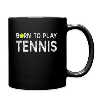 Tennis tennis racket tennis court - Full Colour Mug - black - Right