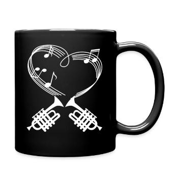Trompette - Trompettes - Trompettiste - Partition - Cœur - Mug uni - noir - Droite