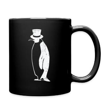 Pinguin T-Shirt - Pinguin mit Zylinder Geschenk - Tasse einfarbig - Schwarz - Rechts