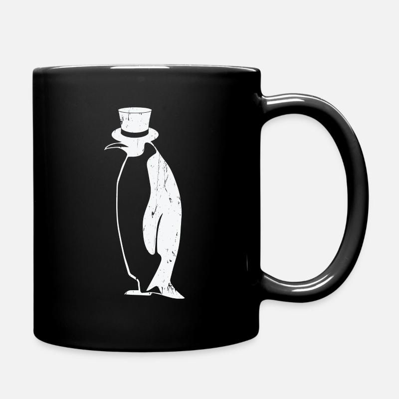 Pinguin T-Shirt - Pinguin mit Zylinder Geschenk - Tasse einfarbig - Schwarz