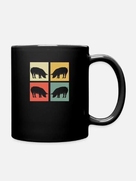 Schwein - Tasse einfarbig - Schwarz