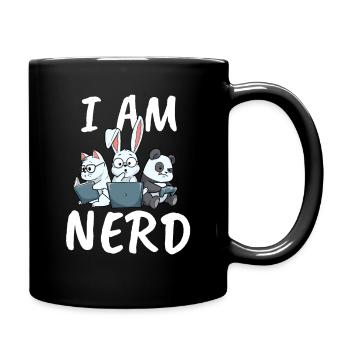 Nerd Read Video Game Internet Rabbit Cat Panda - Full Colour Mug - black - Right