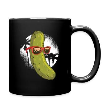 Gurke mit Sonnenbrille Essen Food Nahrung - Tasse einfarbig - Schwarz - Rechts