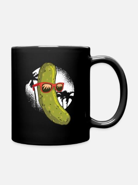 Cucumber with sunglasses eating food food - Full Colour Mug - black