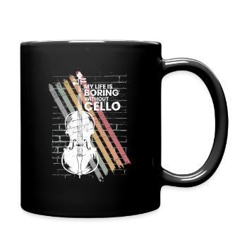 Cello Bassgeige Kniegeige Streichinstrument Cello - Tasse einfarbig - Schwarz - Rechts