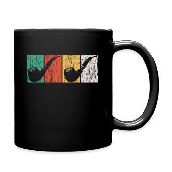 Retro Vintage Smoking Pipe Shirt - Full Colour Mug - black - Right