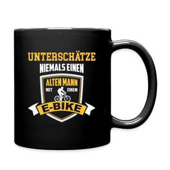 E-Bike alter Mann Opa Spruch - Tasse einfarbig - Schwarz - Rechts