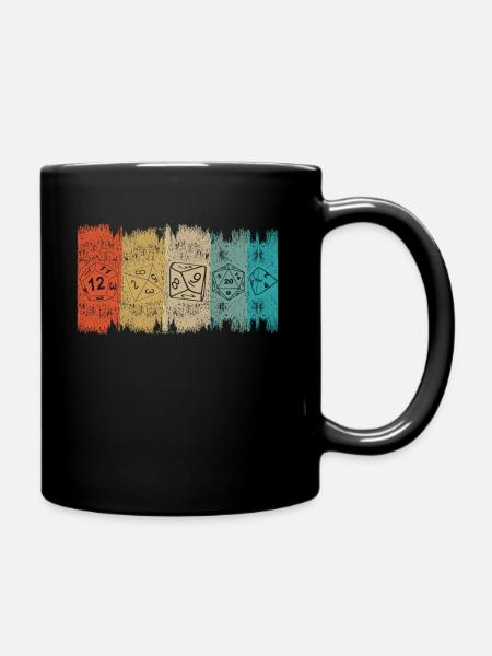 RPG Brettspiel Dice verschiedene retro Dragons - Tasse einfarbig - Schwarz