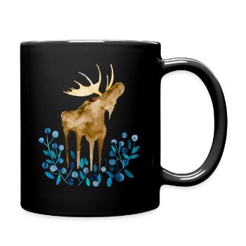 Elch, Sommer, Blaubeeren I Norwegen Souvenir - Tasse einfarbig - Schwarz - Rechts