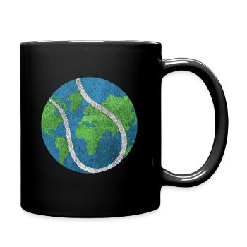 Ball Earth Serve Sport Tennis is life gift - Full Colour Mug - black - Right