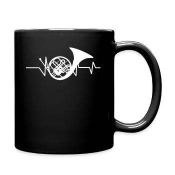 Waldhorn - French Horn - Hornist - Herzschlag - Tasse einfarbig - Schwarz - Rechts