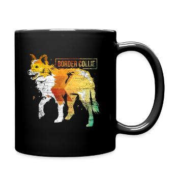 Border Collie polygon - Tasse einfarbig - Schwarz - Rechts