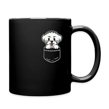 Malteser Hund Pocket Tasche Geschenk - Tasse einfarbig - Schwarz - Rechts