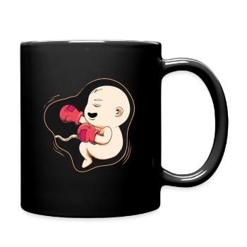 Boxer boxer bébé grossesse ventre cadeau - Mug uni - noir - Droite