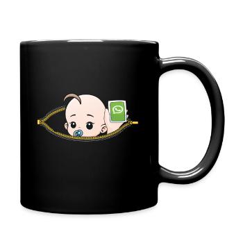 Schwangerschaft Smartphone schwanger Geschenk - Tasse einfarbig - Schwarz - Rechts