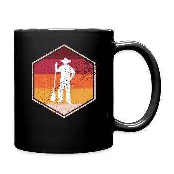 Retro Farmer Hexagon Design - Tasse einfarbig - Schwarz - Rechts