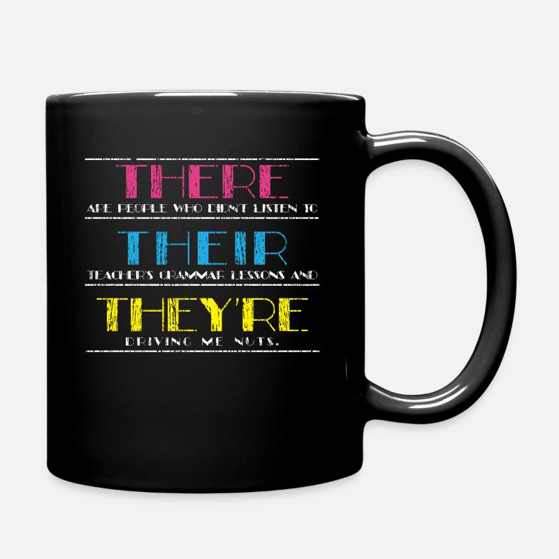 Englisch Grammatikstunde Grammatik Polizei - Tasse einfarbig - Schwarz