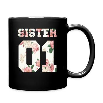 Sœur 01 Cadeau maillot de numéro idée de cadeau - Mug uni - noir - Droite