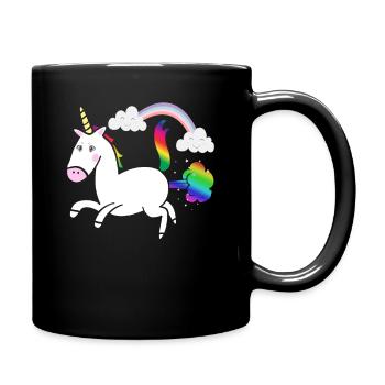 Einhorn Pups Regenbogen Unicorn Poo Rainbow Wolke - Tasse einfarbig - Schwarz - Rechts