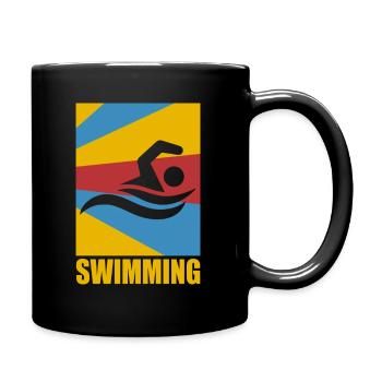 Swimming Vintage Swimmer Diving Retro Gift - Full Colour Mug - black - Right