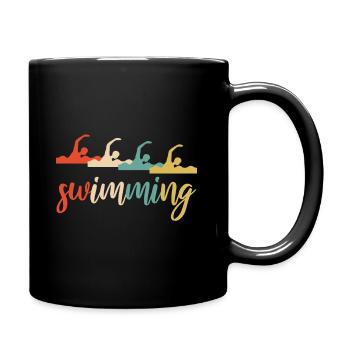 Schwimmen Schwimmer Tauchen Geschenk Retro - Tasse einfarbig - Schwarz - Rechts