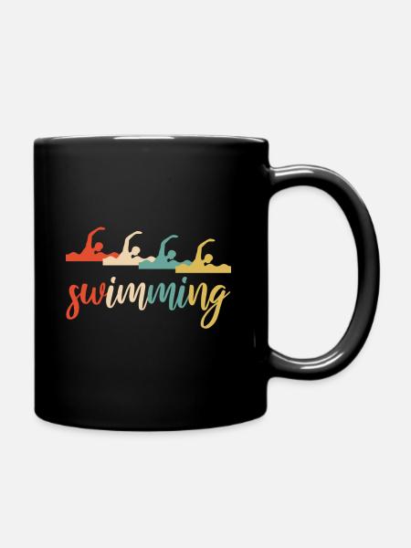 Schwimmen Schwimmer Tauchen Geschenk Retro - Tasse einfarbig - Schwarz