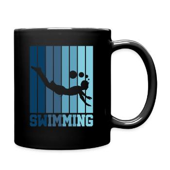 Schwimmen Schwimmer Tauchen Retro Geschenk - Tasse einfarbig - Schwarz - Rechts