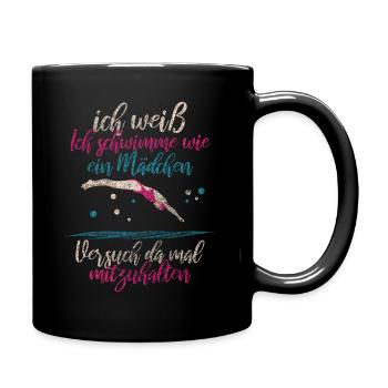 Schwimmerin Sprungbrett Geschenk - Tasse einfarbig - Schwarz - Rechts