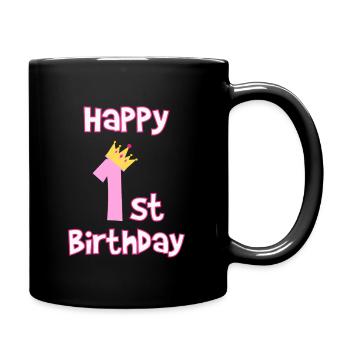 1st birthday 1 year children's birthday gift - Full Colour Mug - black - Right
