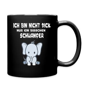 Schwangerschaft Schwanger Elefant Baby Geschenk - Tasse einfarbig - Schwarz - Rechts