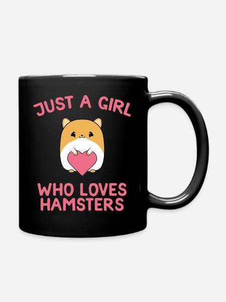 Cute hamster love gift girl hamster love - Full Colour Mug - black