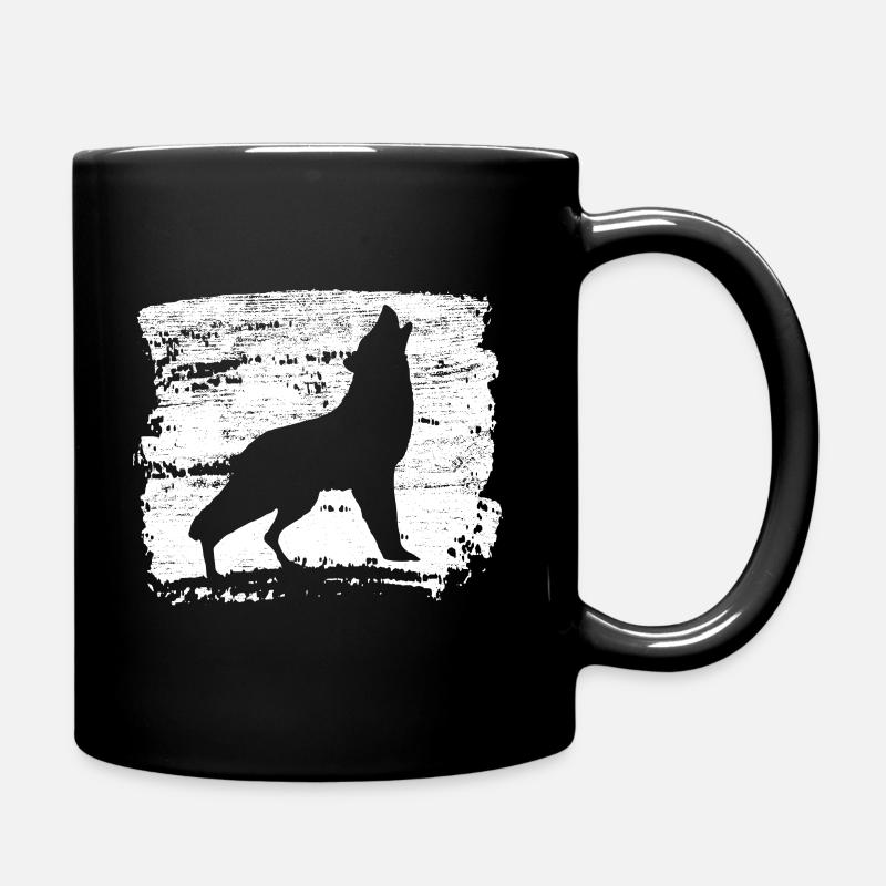 Heulender Wolf Silhouette Washed Grunge Geschenk - Tasse einfarbig - Schwarz