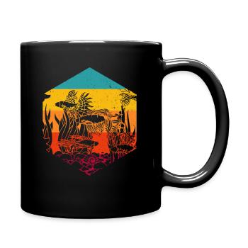 Retro Weinlese des Aquariums - Tasse einfarbig - Schwarz - Rechts