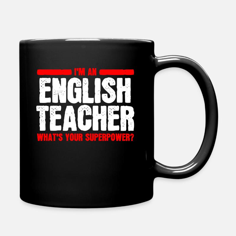 Englischlehrer Englischer Supermachtlehrer - Tasse einfarbig - Schwarz