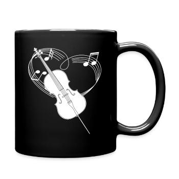 Cello - Violoncello -Cellist - Herz - Noten - Tasse einfarbig - Schwarz - Rechts
