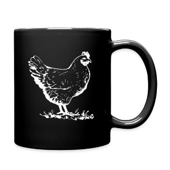 Huhn Tier - Tasse einfarbig - Schwarz - Rechts