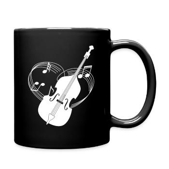 Double Bass - Double Bass - Double Bassist - Heart - Full Colour Mug - black - Right