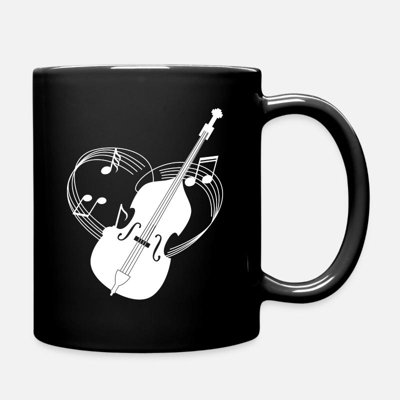 Kontrabass - Double Bass - Kontrabassist - Herz - Tasse einfarbig - Schwarz