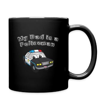 Mon père est flic, voiture de police - Mug uni - noir - Droite