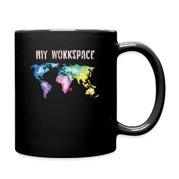 Weltkarte Globus - Tasse einfarbig - Schwarz - Rechts