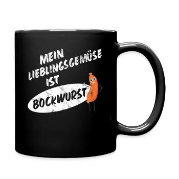 Mein Lieblingsgemüse ist Bockwurst 2- Sausage - Tasse einfarbig - Schwarz - Rechts