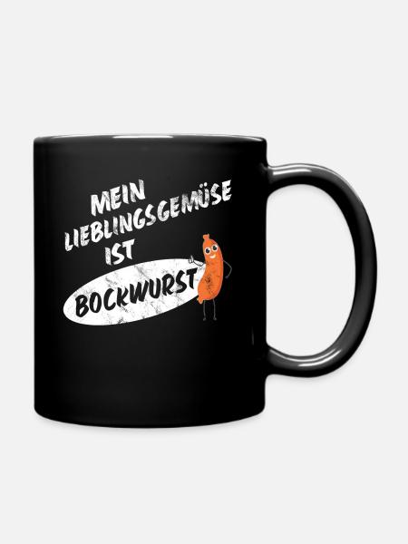 Mein Lieblingsgemüse ist Bockwurst 2- Sausage - Tasse einfarbig - Schwarz