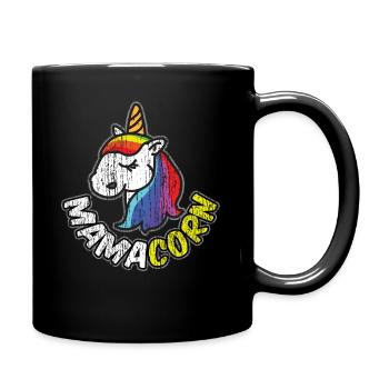 Muttertag Mama Corn Unicorn Rainbow Mom - Tasse einfarbig - Schwarz - Rechts