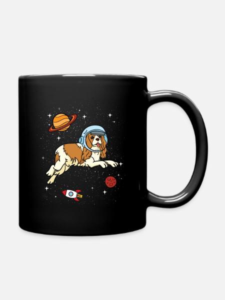Cavalier King Charles Spaniel Dog Astronaut - Full Colour Mug - black
