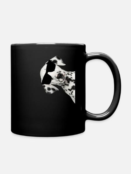 Dalmatiner mit Sonnenbrille Hund Hundefreunde - Tasse einfarbig - Schwarz