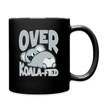Over Koala-Fied cute fun pun animal zoo - Full Colour Mug - black - Right