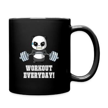 Daily Workout - Weightlifting - Panda - Fitness - Full Colour Mug - black - Right
