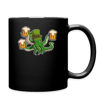 St. Patricks Day Beer Octopus Irish Shamrocktopus - Full Colour Mug - black - Right