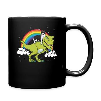 Border Collie Hund T Rex Dinosaurier Dino Geschenk - Tasse einfarbig - Schwarz - Rechts