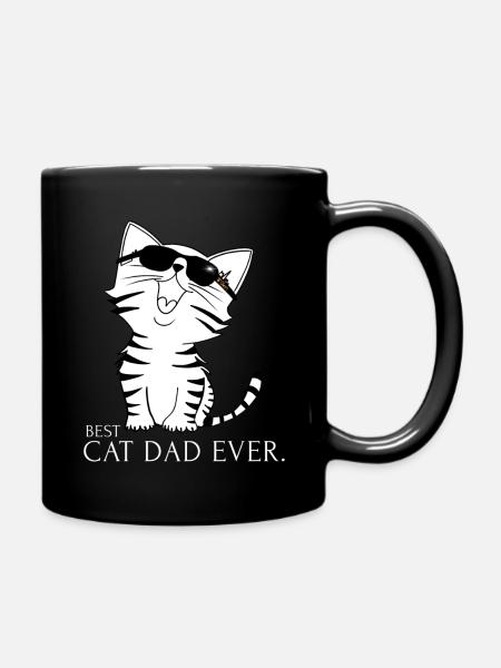 BEST CAT DAD EVER - Tasse einfarbig - Schwarz